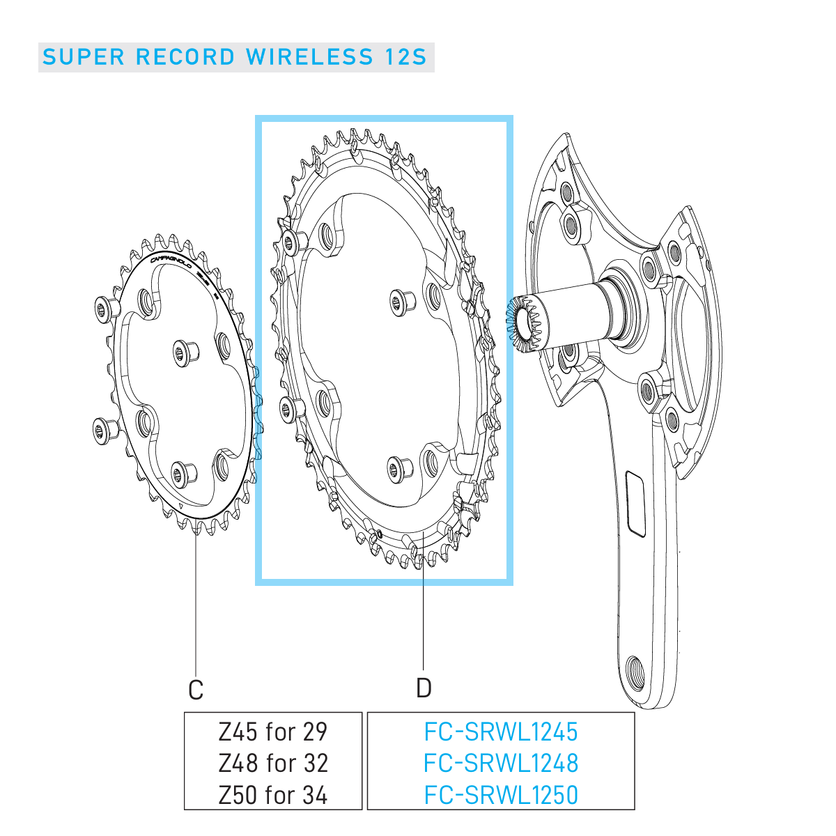 Corona da esterno 12V CAMPAGNOLO SUPER RECORD WRL