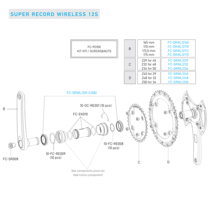 Pedaliere 12V CAMPAGNOLO SUPER RECORD WRL Sensore di Potenza