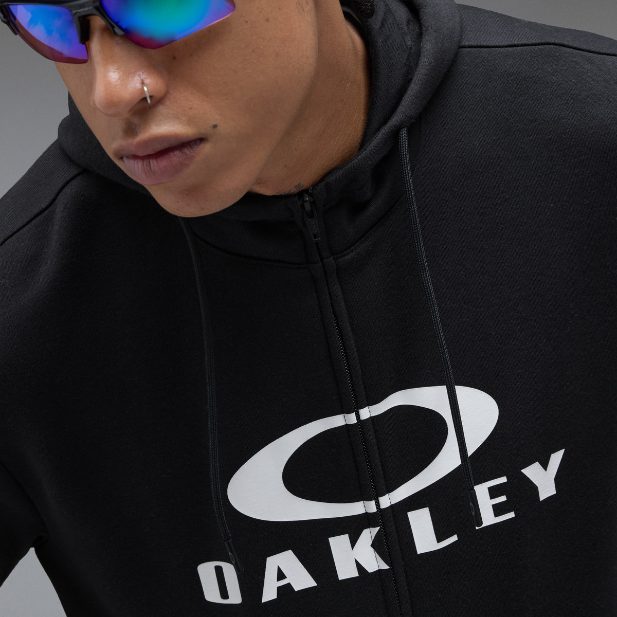 Felpa con Cappuccio OAKLEY BARK FZ HOODIE 2.0 Nero/Bianco