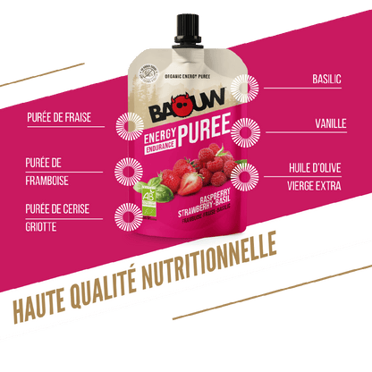 Purè Energetico BAOUW Bio Ricetta ai Frutti Lampone/Fragola/Basilico (90g)
