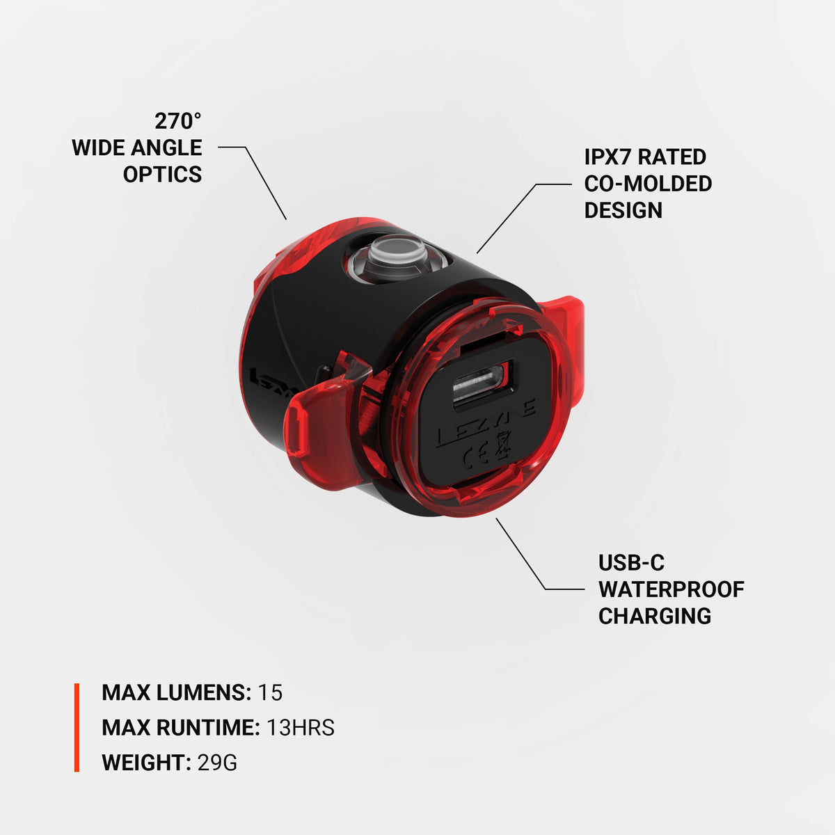 LEZYNE FEMTO USB C DRIVE posteriore - porta USB-C impermeabile