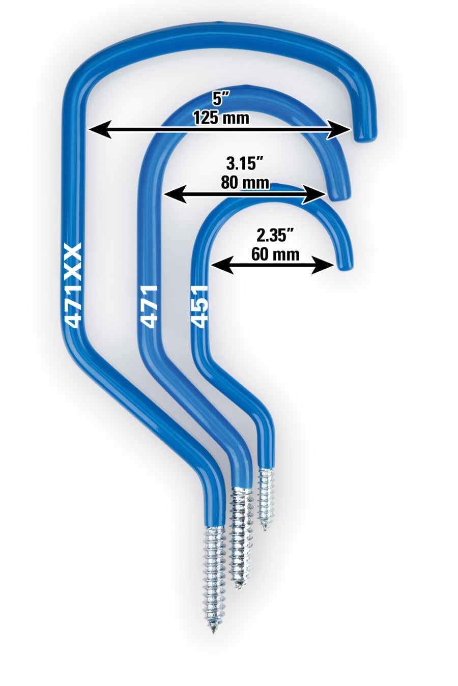Park Tool: confronto delle dimensioni dei ganci con vite per legno