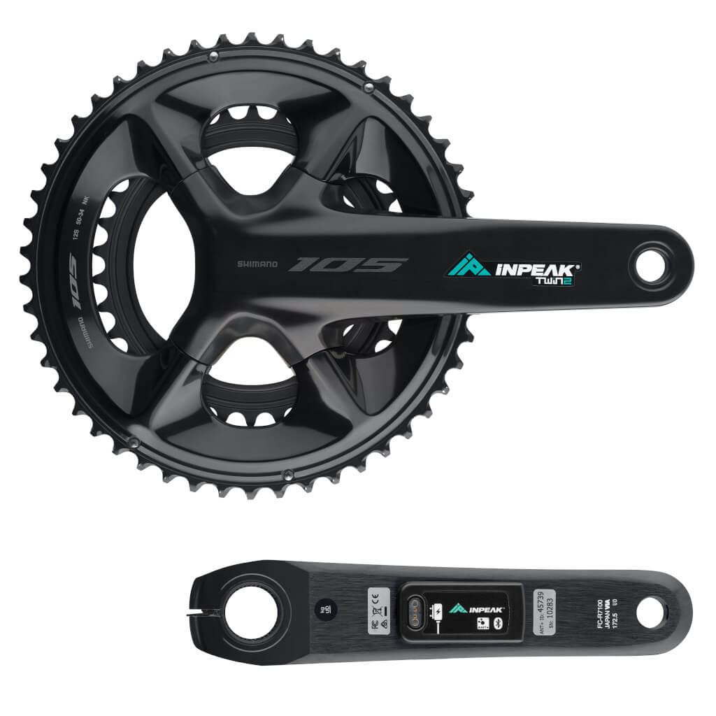 Guarnitura con misuratore di potenza INPEAK POWERCRANK-E TWIN2 LR Shimano 105 R7100