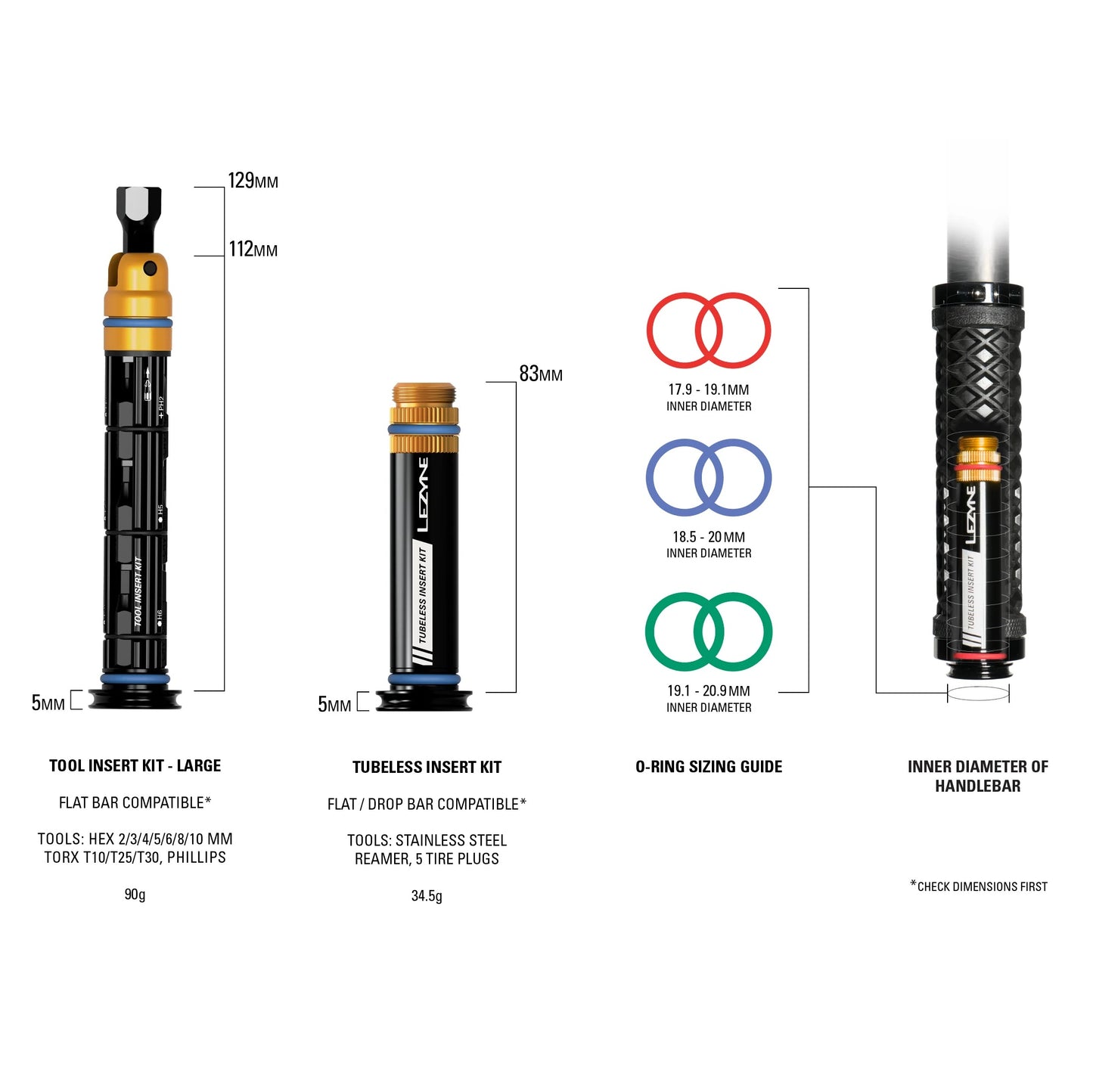 Kit di riparazione Tubeless + Multi-Tool L Manubrio integrato LEZYNE DUAL