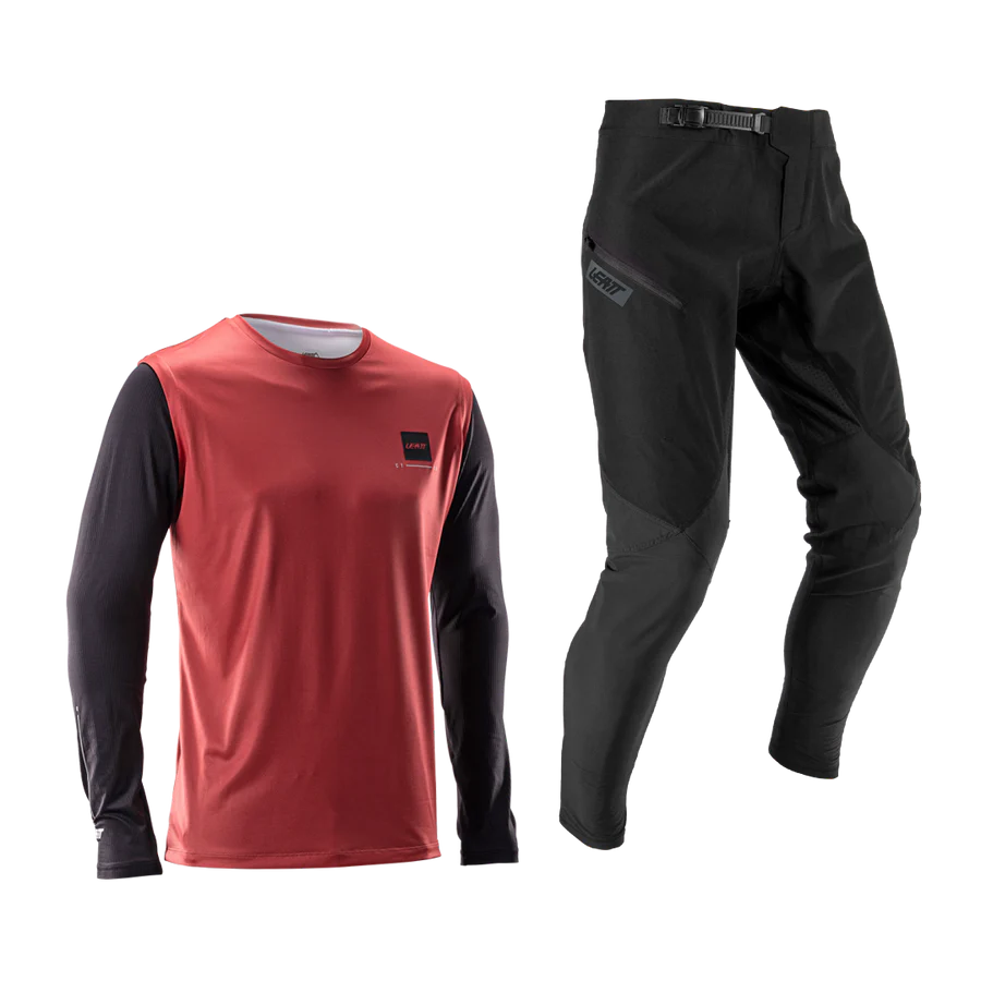 LEATT MTB GRAVITY 1.0 Kit Maglia + Pantaloni Nero/Rosso