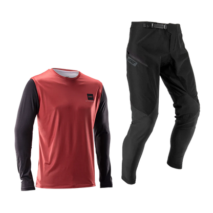 Kit Maglia + Pantaloni LEATT MTB GRAVITY 1.0 Nero/Rosso