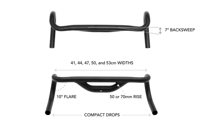 Manubrio Gravel REDSHIFT Top Shelf con inclinazione di 10° e rialzo di 70 mm