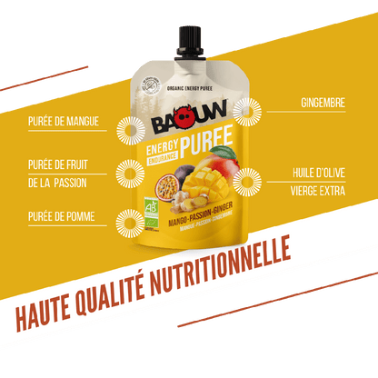 Purè Energetico BAOUW Bio Ricetta Mango/Passion/Zenzero (90g)