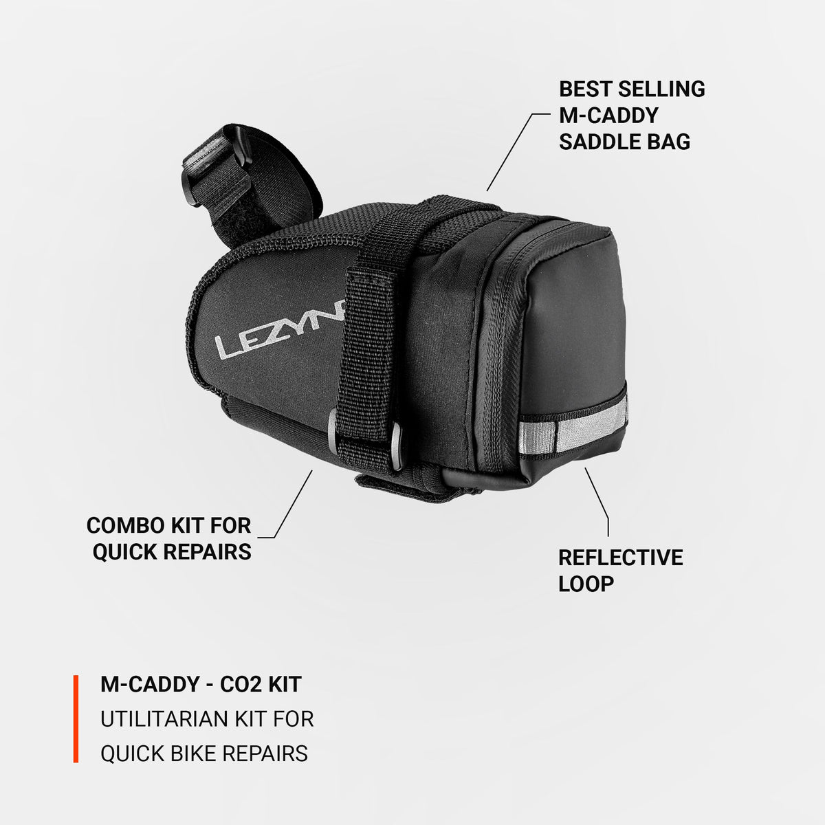 Borsa sottosella LEZYNE Caddy nera con kit CO2