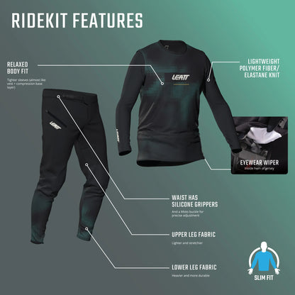 Kit Maglia + Pantaloni LEATT MTB GRAVITY 1.0 Nero/Rosso