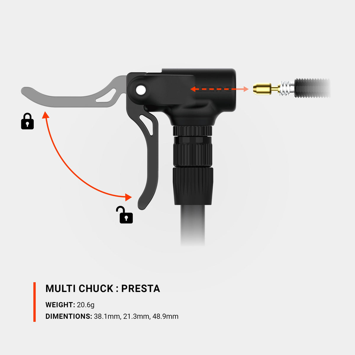 Raccordo multivalvola LEZYNE MULTI CHUCK nero