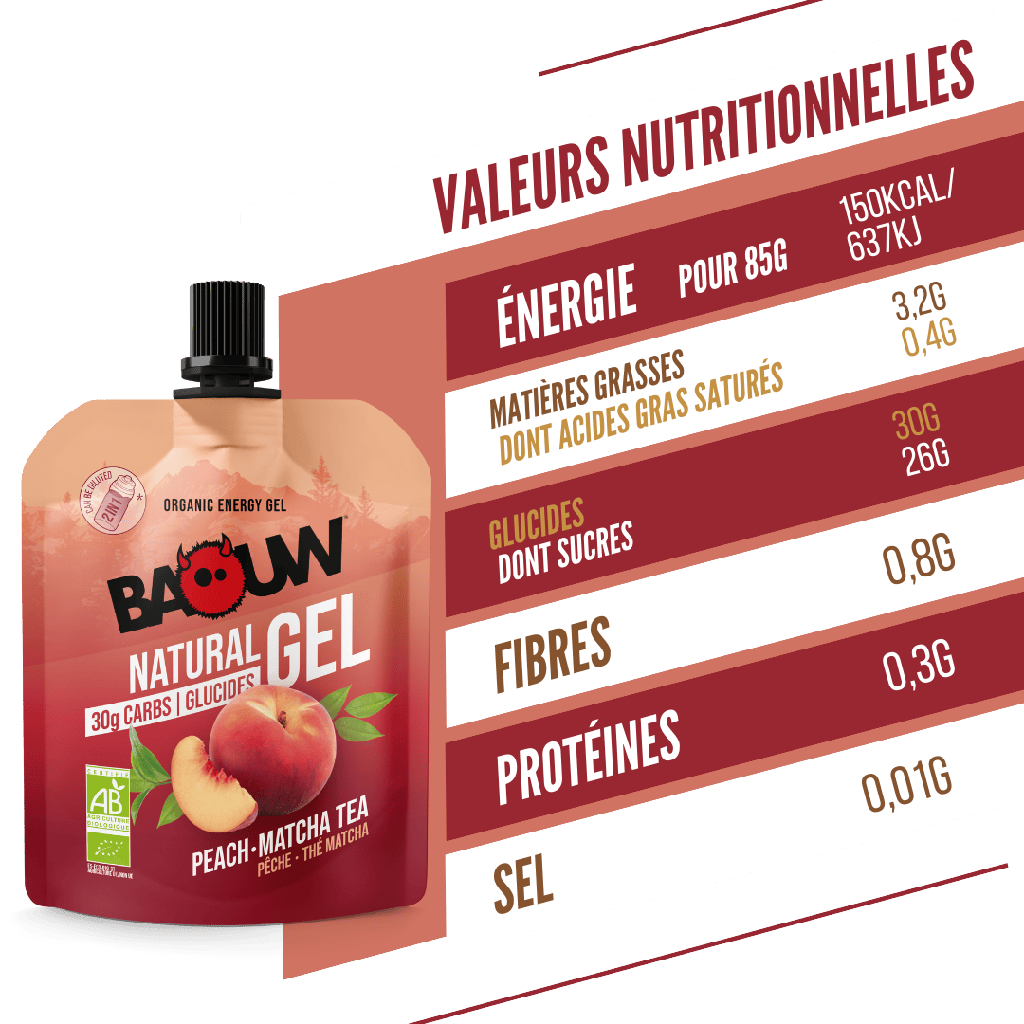 Gel energetico al tè matcha e pesca BAOUW BIO (85g)