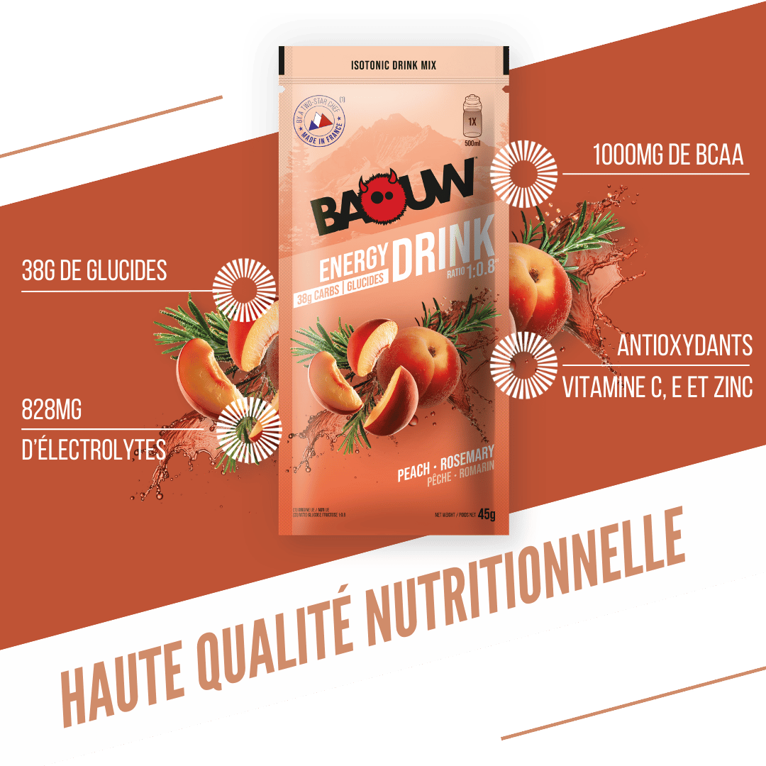 BAOUW ISOTONIC Bevanda energetica (45 g) Pesca/Rosmarino