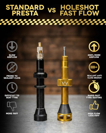 Valvole Tubeless PEATY'S HOLESHOT FAST FLOW 60mm (x2) Argento