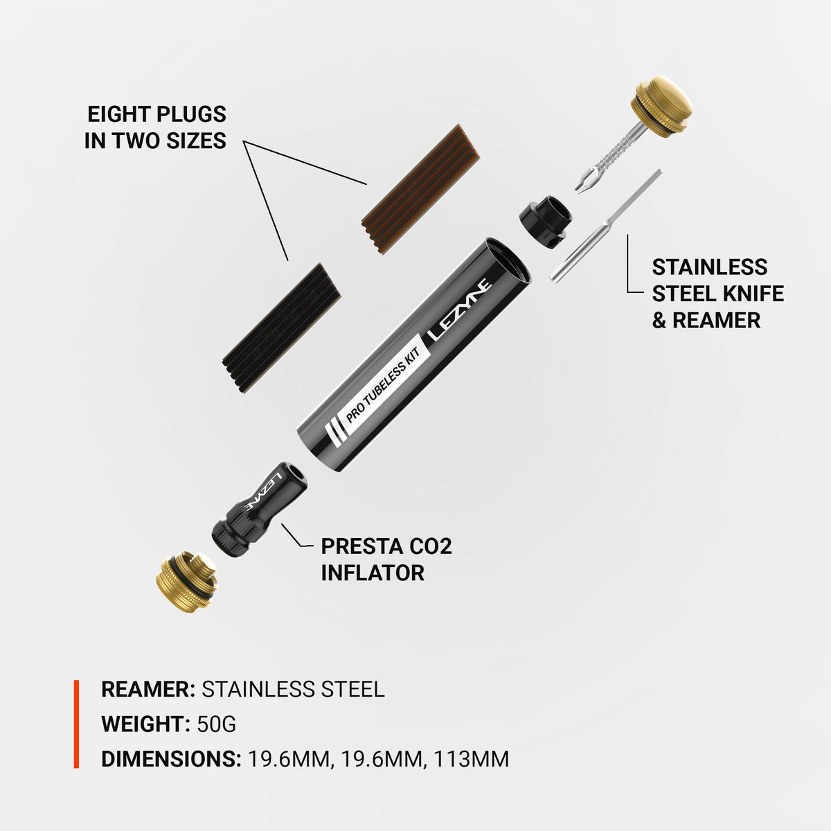 Kit di riparazione tubeless LEZYNE PRO Loaded + cartuccia CO2 da 20 g nero