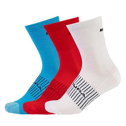 Calze ENDURA COOLMAX RACE 3 Paia Bianco/Blu/Rosso