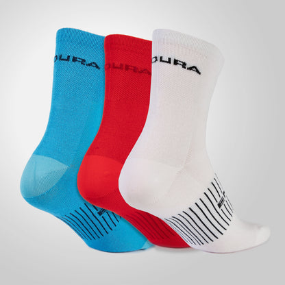 Calze ENDURA COOLMAX RACE 3 Paia Bianco/Blu/Rosso