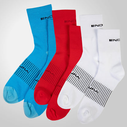 Calze ENDURA COOLMAX RACE 3 Paia Bianco/Blu/Rosso