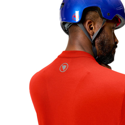 Maglia ENDURA LOOP ZIPPED Maniche Corte Rosso