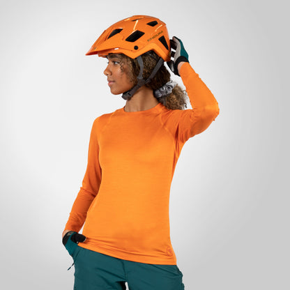 Maglia ENDURA SINGLETRACK Donna Maniche Lunghe Arancione
