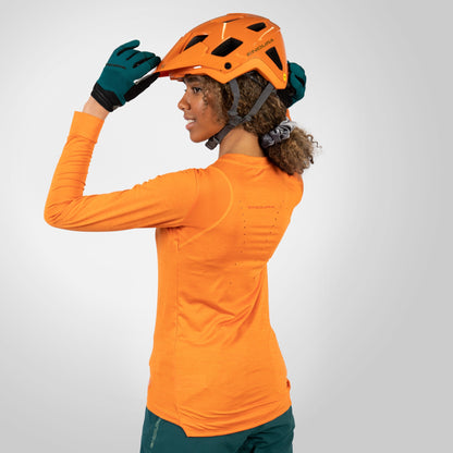 Maglia ENDURA SINGLETRACK Donna Maniche Lunghe Arancione