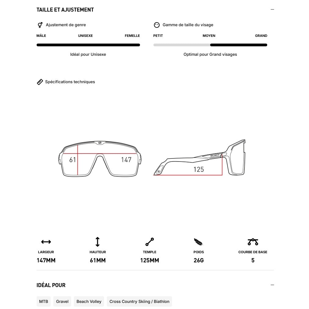 Occhiali da sole RUDY PROJECT SPINSHIELD Lenti nere IMPACTX™ Photochromic Laser Black