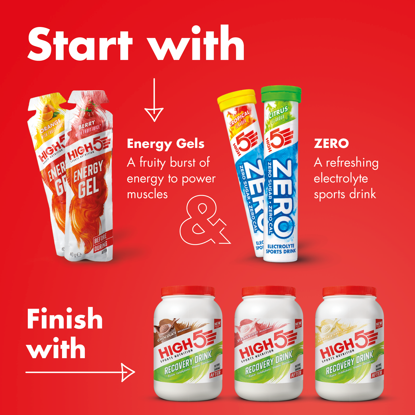 High5 RECOVERY DRINK (450 g) Frullato alla fragola