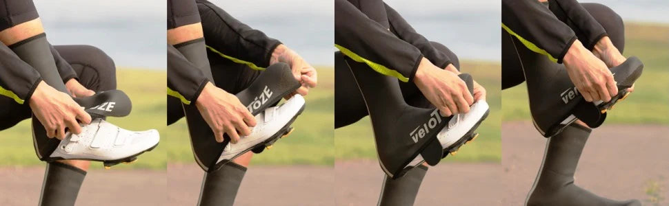 Copri-scarpe VELOTOZE ALTI IN NEOPRENE Nero/Bianco