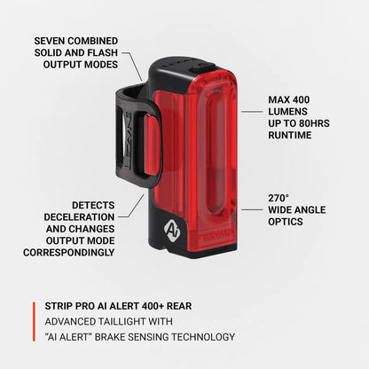 Luce Posteriore LEZYNE STRIP PRO Ai ALERT 400+