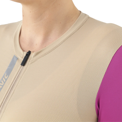 Maglia MAVIC ESSENTIAL Maniche Corte Donna Beige/Fucsia