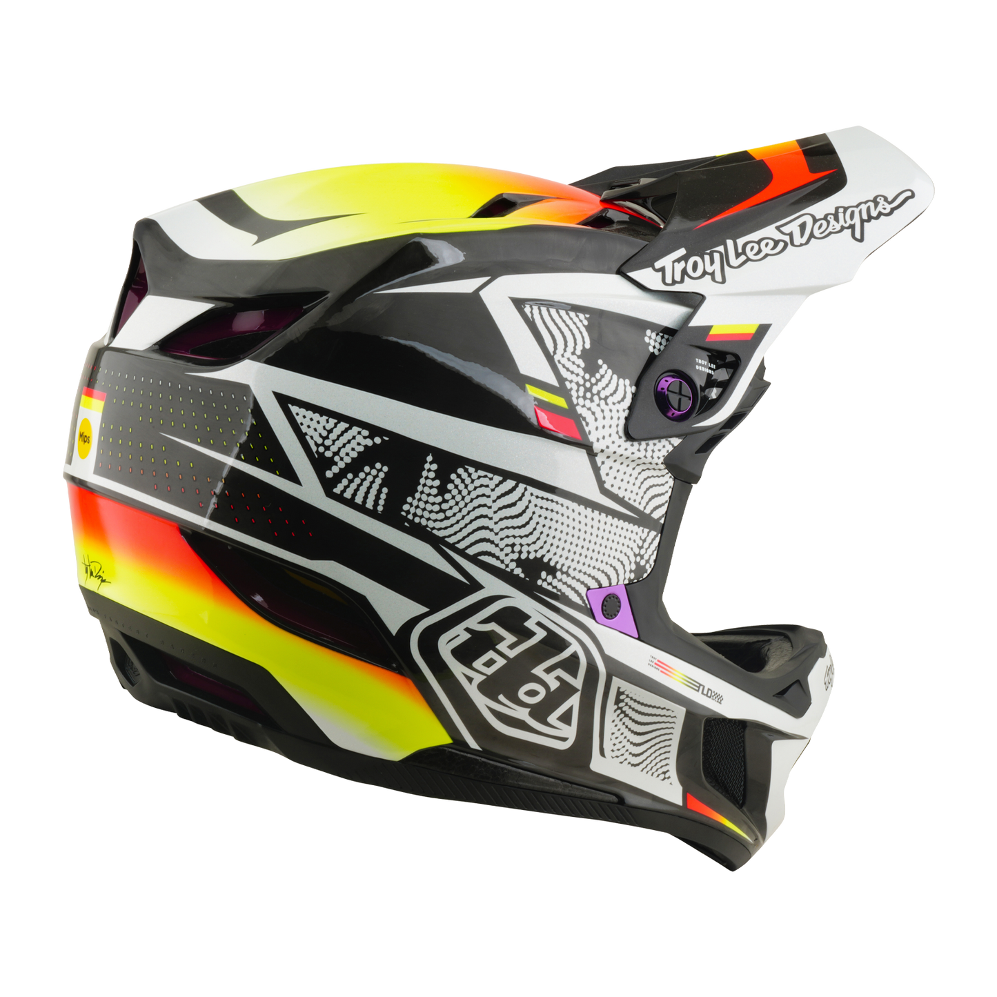 TROY LEE DESIGNS D4 CARBON MIPS Casco MTB foderato Nero/Giallo