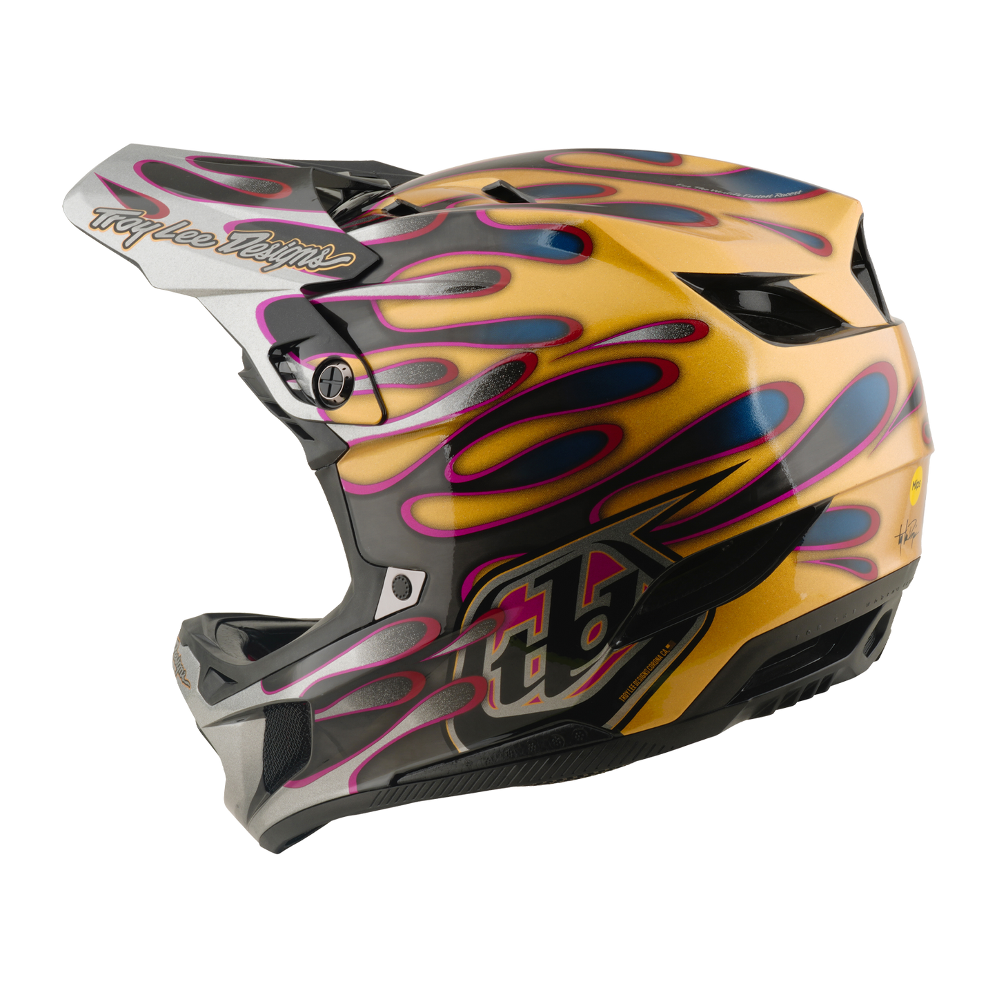 Casco MTB TROY LEE DESIGNS D4 CARBON MIPS Overspray Oro/Nero