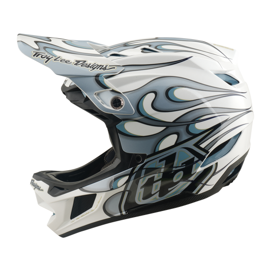 TROY LEE DESIGNS D4 COMPOSITE MIPS TORCHED Casco MTB Bianco/Argento
