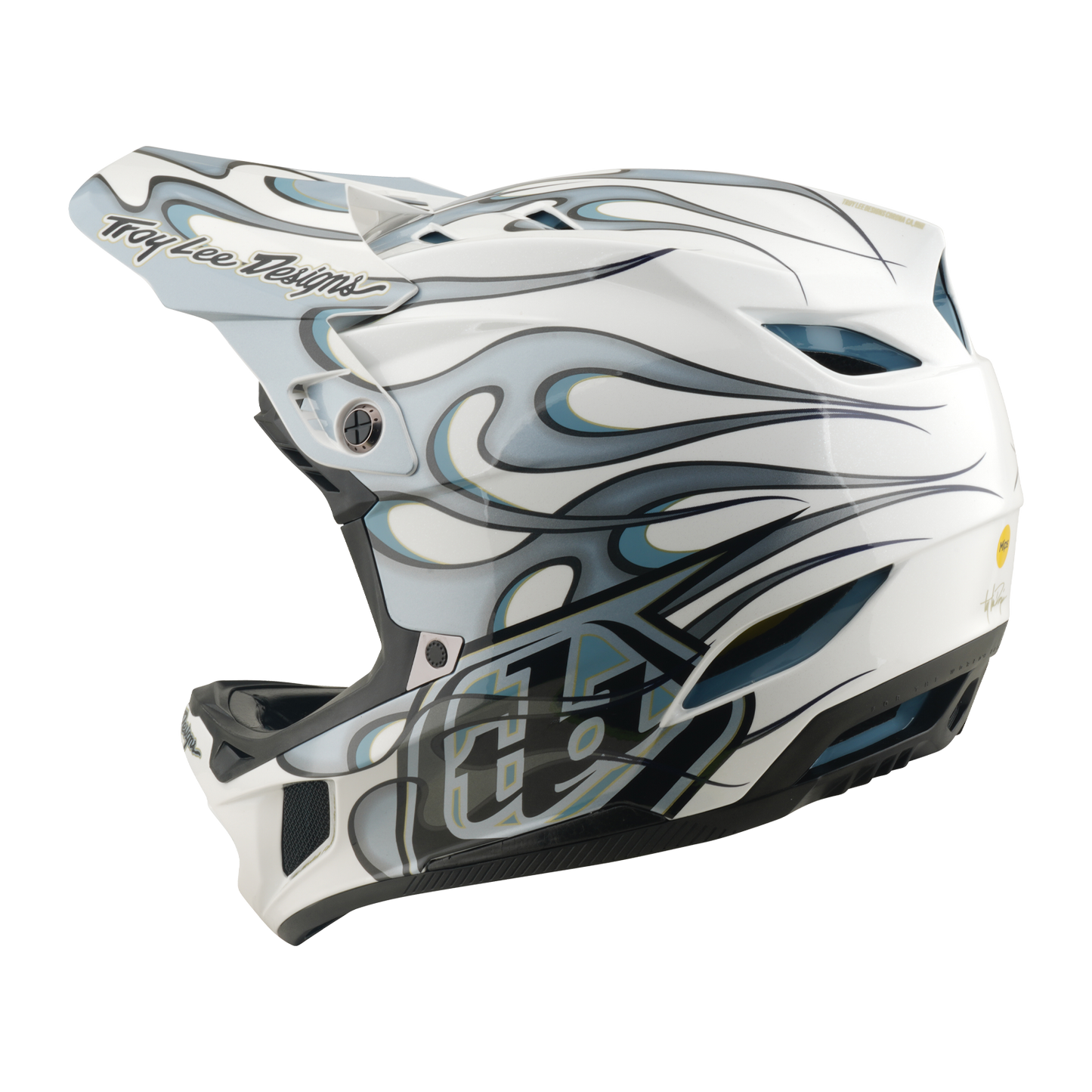 TROY LEE DESIGNS D4 COMPOSITE MIPS TORCHED Casco MTB Bianco/Argento