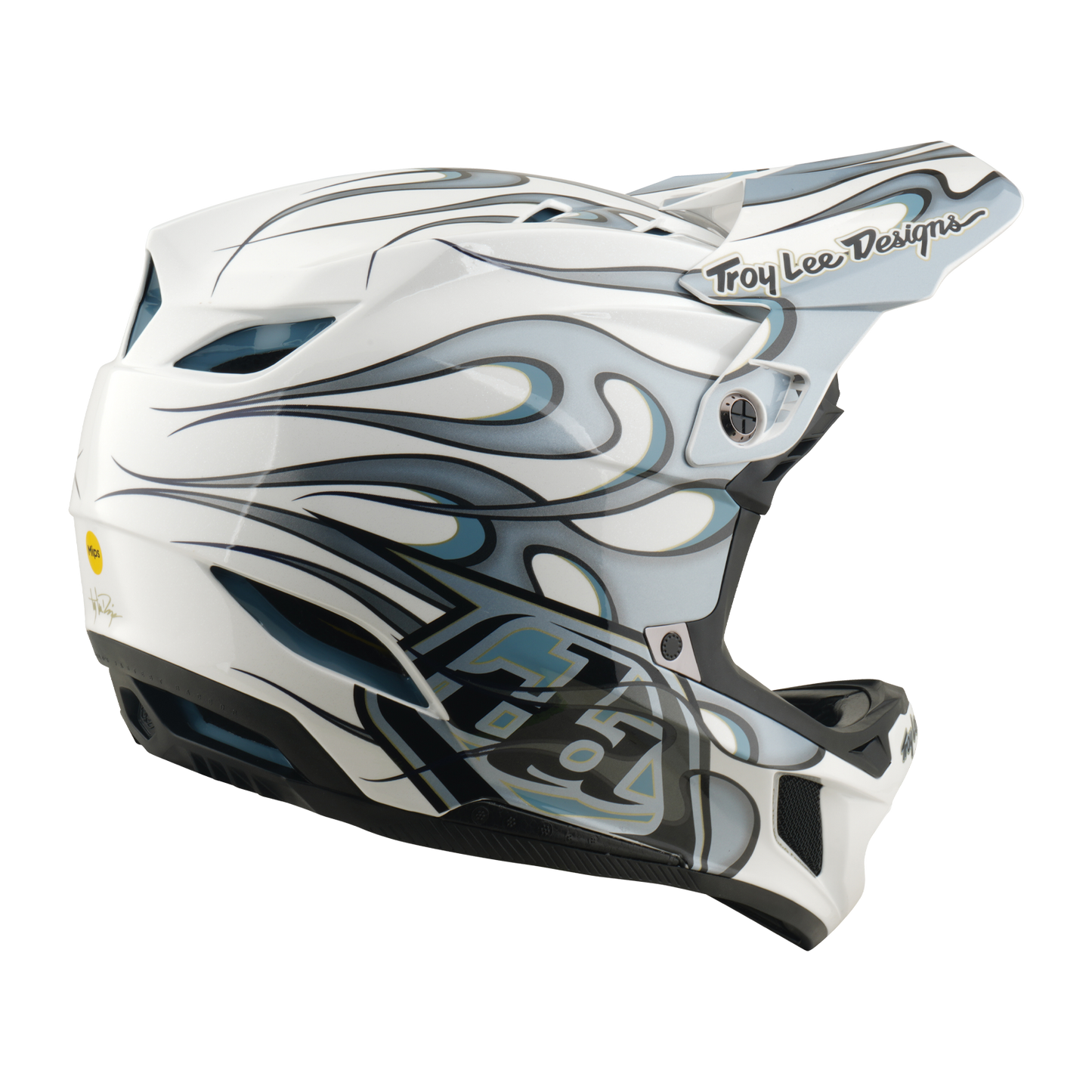 TROY LEE DESIGNS D4 COMPOSITE MIPS TORCHED Casco MTB Bianco/Argento