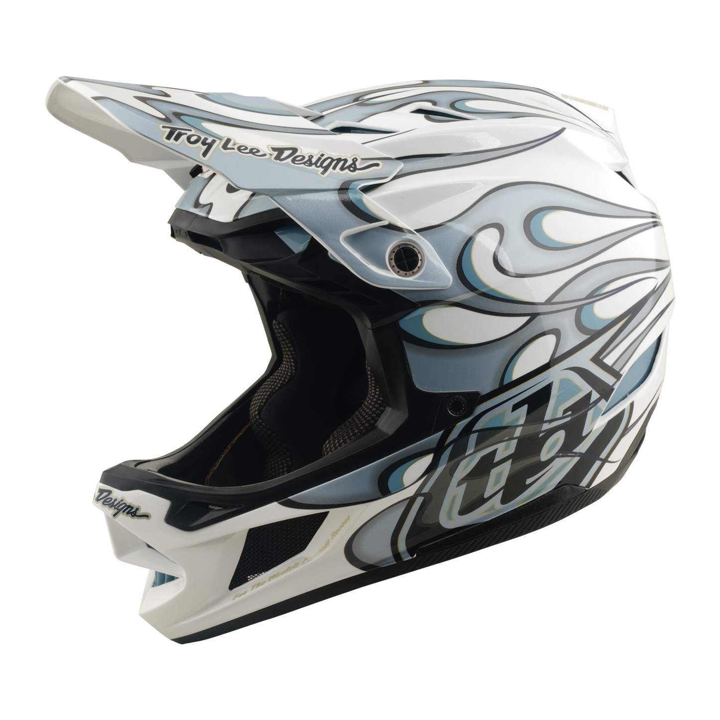 TROY LEE DESIGNS D4 COMPOSITE MIPS TORCHED Casco MTB Bianco/Argento