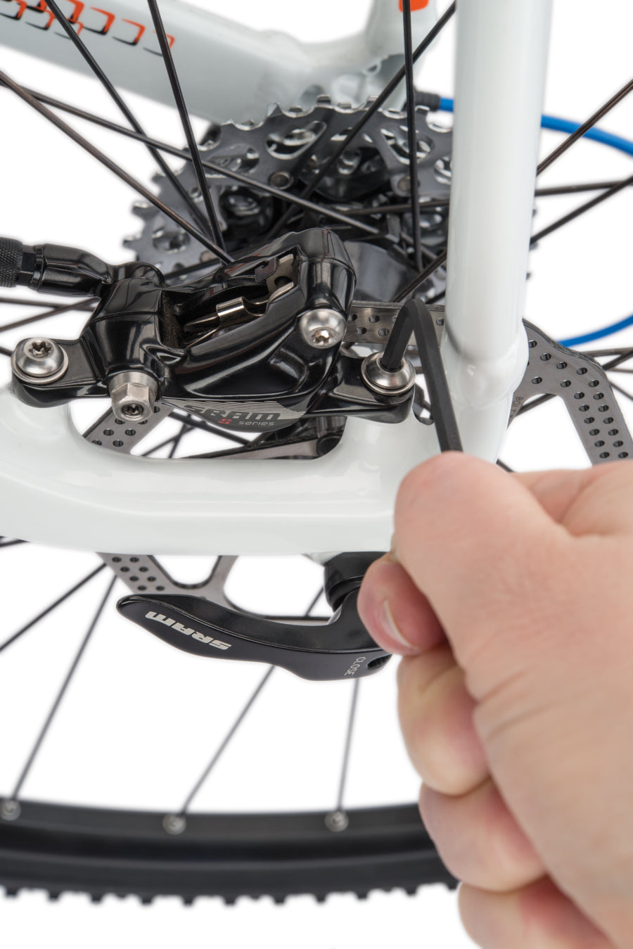 Chiave T25 Park Tool TWS-1 mentre serra un bullone del freno a disco