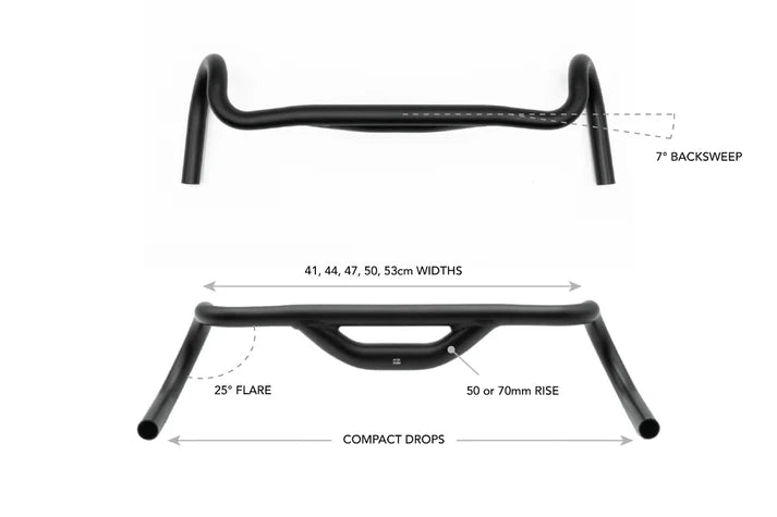 Manubrio Gravel REDSHIFT Top Shelf con inclinazione di 25° e rialzo di 70 mm