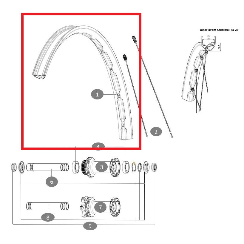 Kit ruota anteriore MAVIC ECROSSTRAIL SL 29