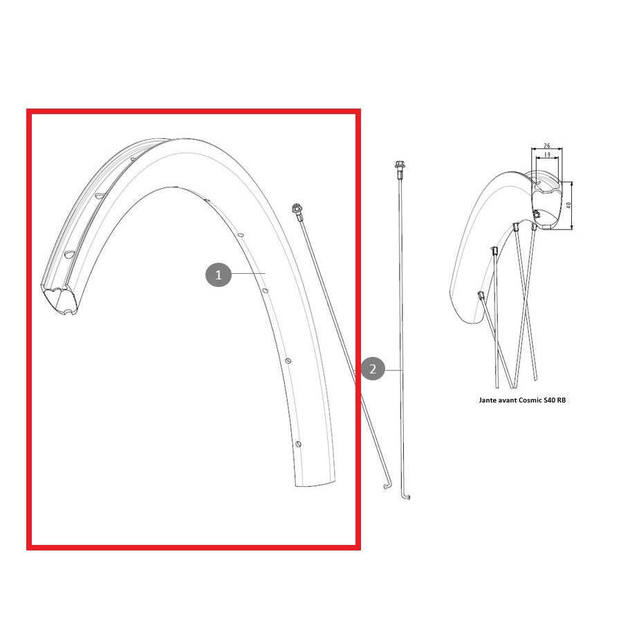 Cerchio ruota posteriore MAVIC COSMIC S40 RB