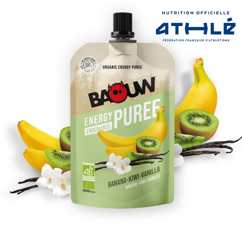 Ricetta purea energetica biologica BAOUW con frutti di banana/kiwi/vaniglia (90g)