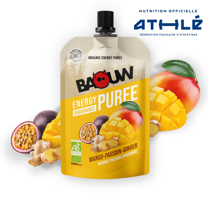 BAOUW Ricetta biologica Purea energetica di mango/passione/zenzero (90 g)