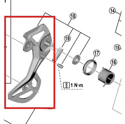 Gabbia Deragliatore Posteriore Esterna SHIMANO GS RD-M8100RX822