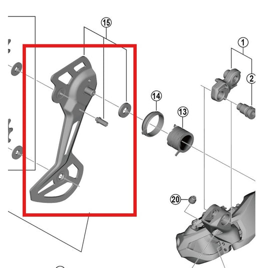 SGS SHIMANO RD-M8150-11/12 Gabbia deragliatore posteriore esterna