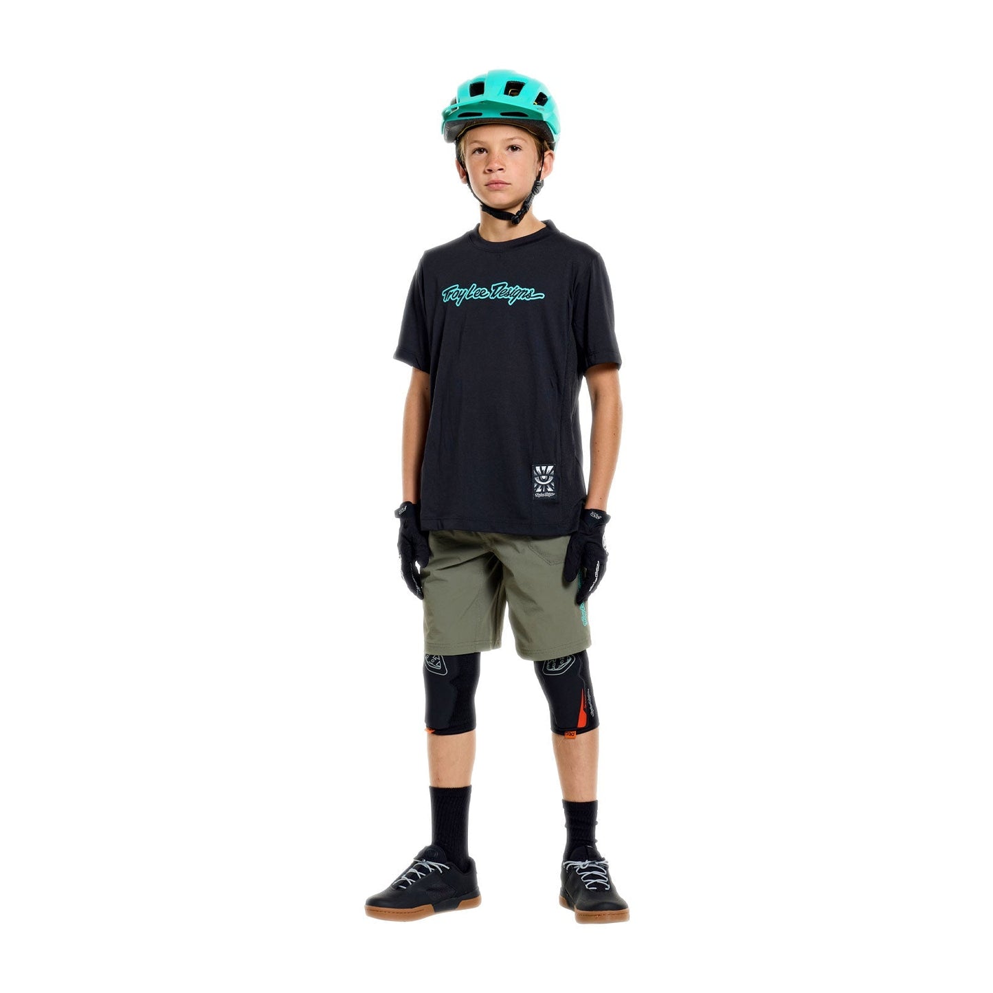 TROY LEE DESIGNS SKYLINE RIDE SIGNATURE Maglia a maniche corte Junior Nero/Turchese
