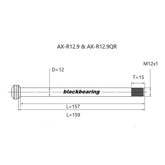 Axe de Roue Arrière BLACKBEARING 12x135 mm (12mm-159-M12x1-15mm) QR