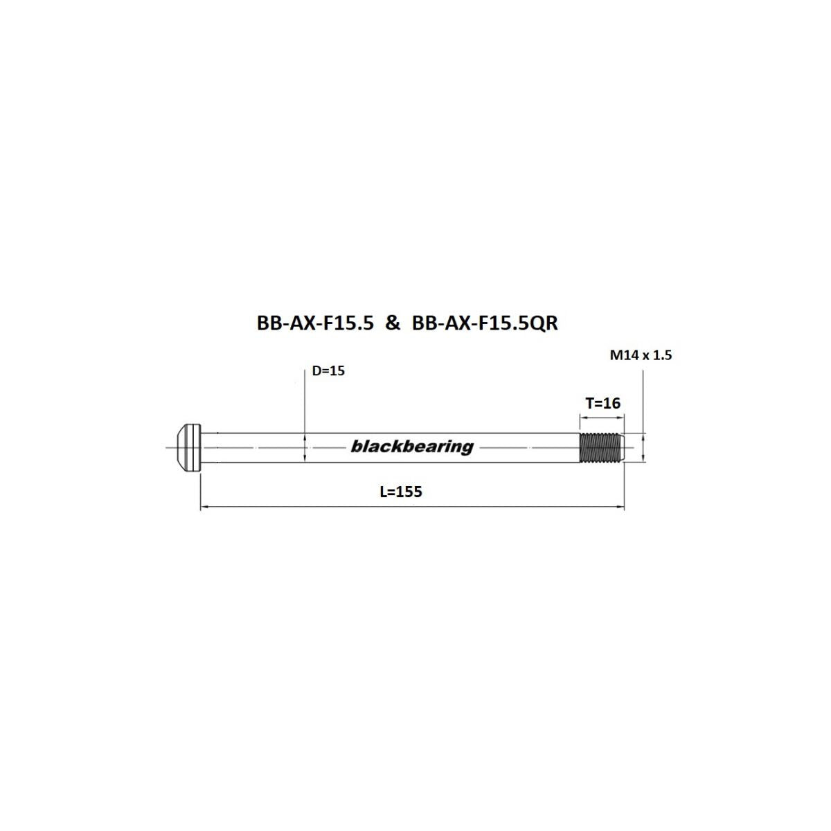 Axe de Roue Avant BLACKBEARING 15x110 mm Boost (FOX-15mm-155-M15x1.5-16mm)