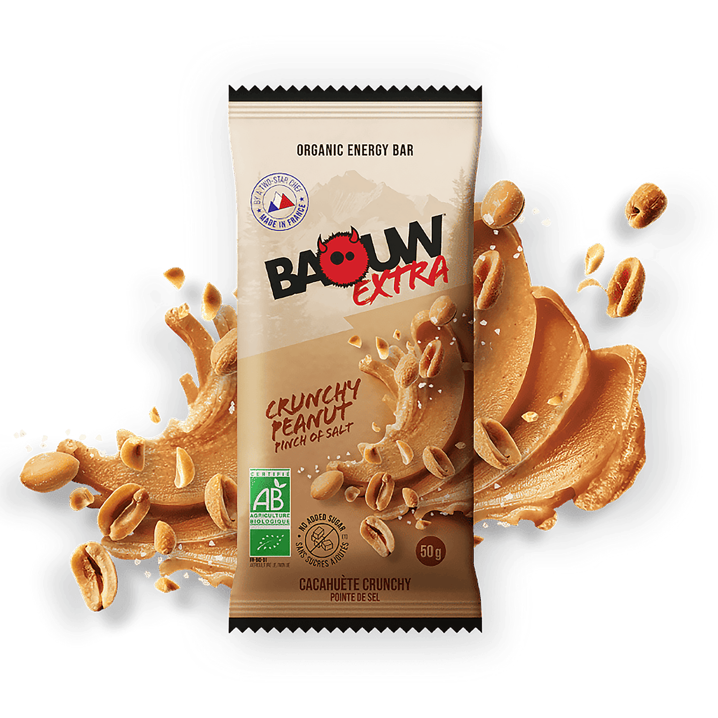 BAOUW ORGANIC EXTRA Barretta energetica croccante alle arachidi (50g)