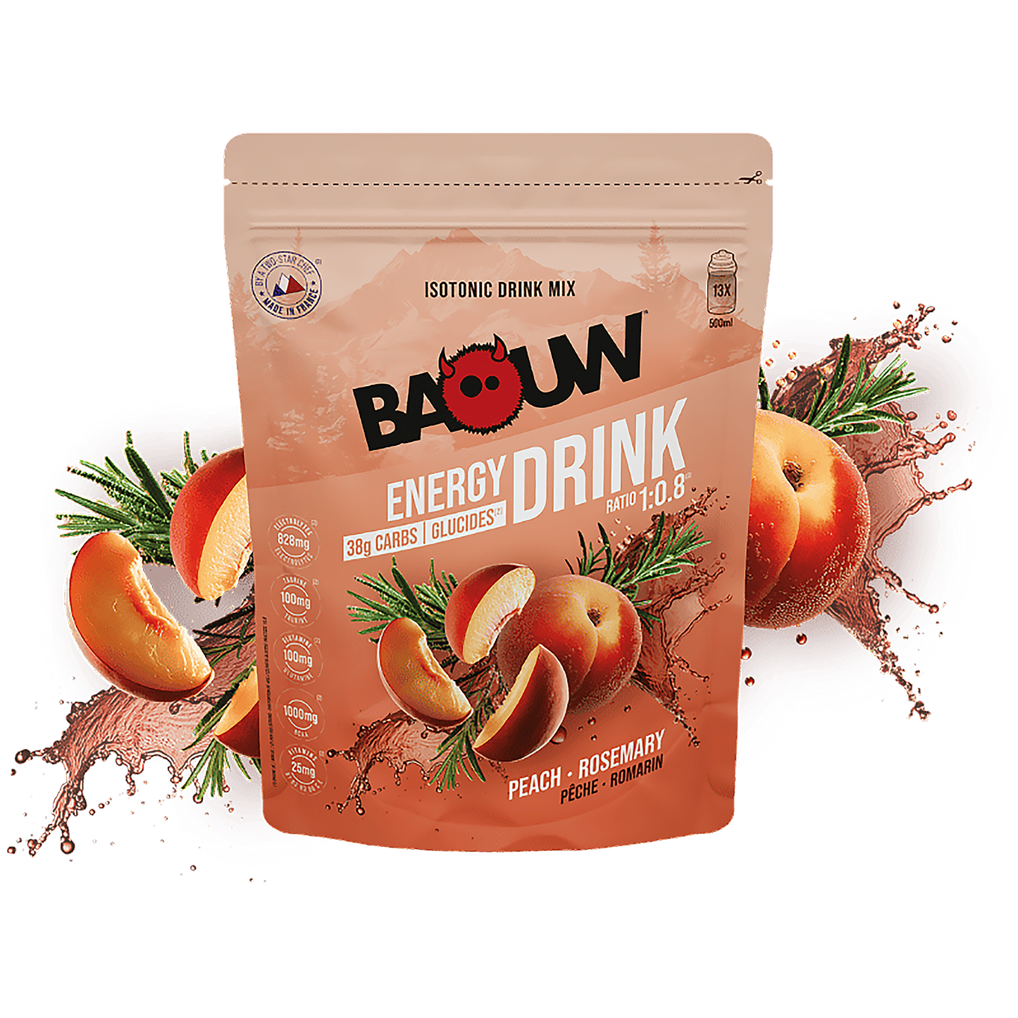 BAOUW ISOTONIC Bevanda energetica (585 g) Pesca Rosmarino
