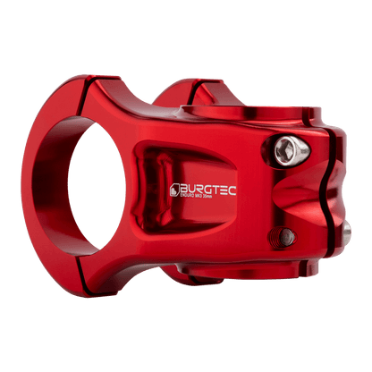Attacco manubrio BURGTEC ENDURO MK3 rosso — vista posteriore a tre quarti